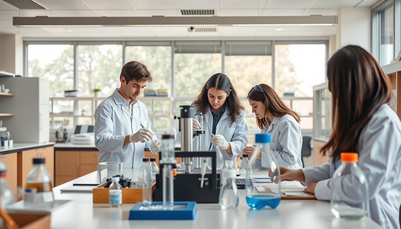 Students working in research laboratory